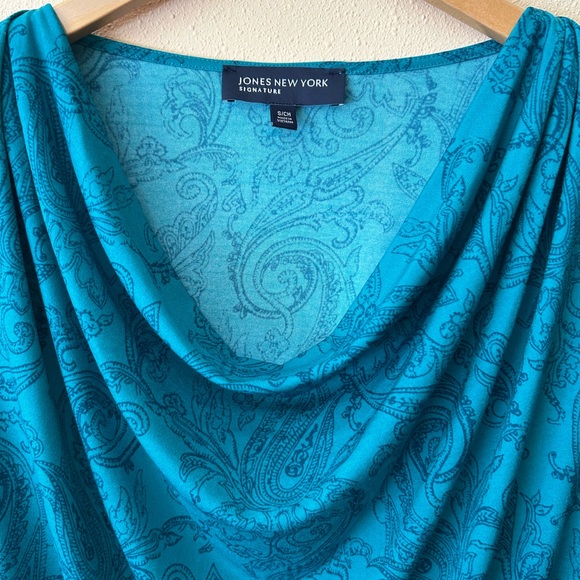 Jones New York Signature Long Sleeved Top - Cowl Neck Ruched Draped- Size S/CH - Picture 8 of 10
